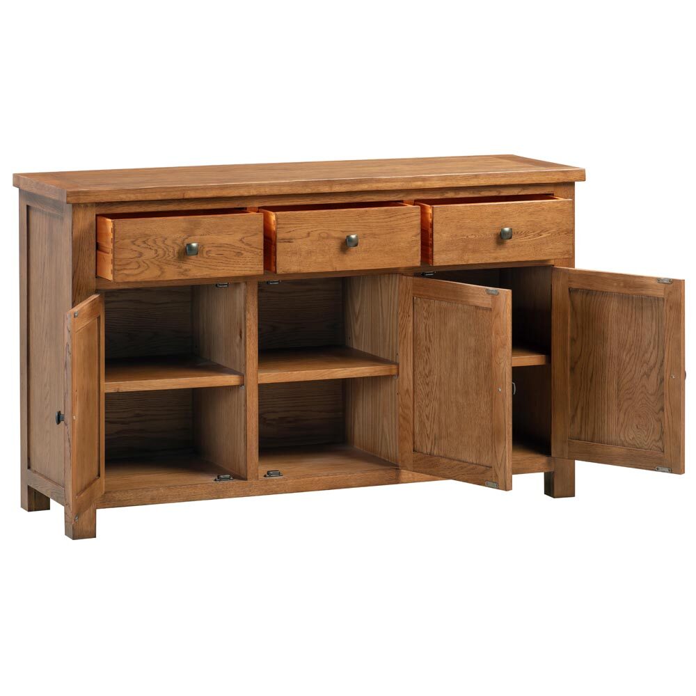 DOR052R_3_door_3_drawer_sideboard_storage_dining_living_rustic_dark_oak_open-1000x0-c-default